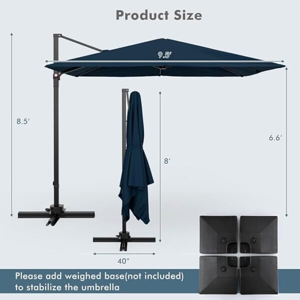 Parasol de terrasse déporté carré d'extérieur – Image 6