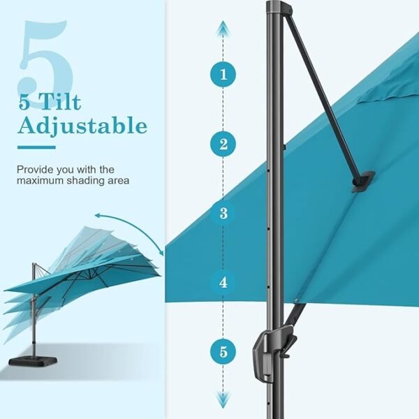 Grand parasol de patio déporté en aluminium – Image 3