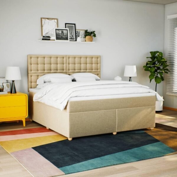 Lit à ressorts avec matelas crème – Image 8