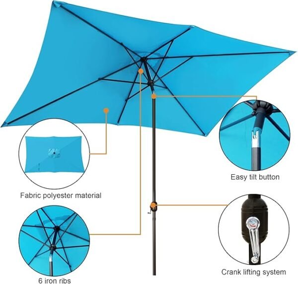 Parasol de table avec inclinaison et manivelle – Image 4