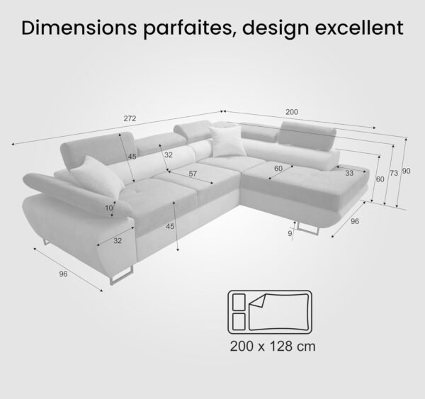 Canapé d'angle Saturn Premium avec Fonction Couchage – Image 4