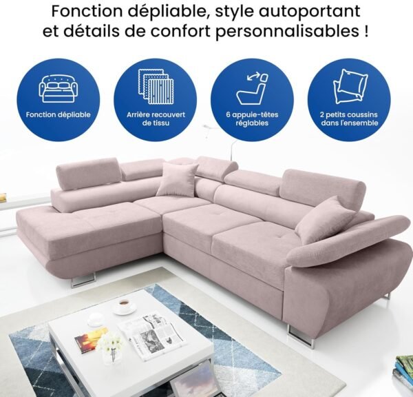 Canapé d'angle Saturn Premium avec Fonction Couchage – Image 6