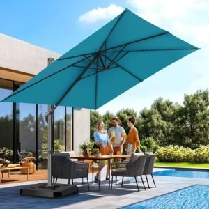 Grand parasol de patio déporté en aluminium